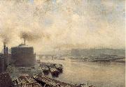 Meckel, Adolf von British Gas Works on the River Spree oil painting reproduction